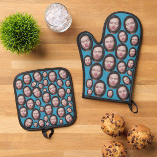 Custom Faces Foto Backgeschenk Küche Kochen GRILLE Ofenhandschuh & Topflappen-Set