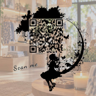 Custom Fairy Tale Magic Tree Silhouette QR Code Fensteraufkleber