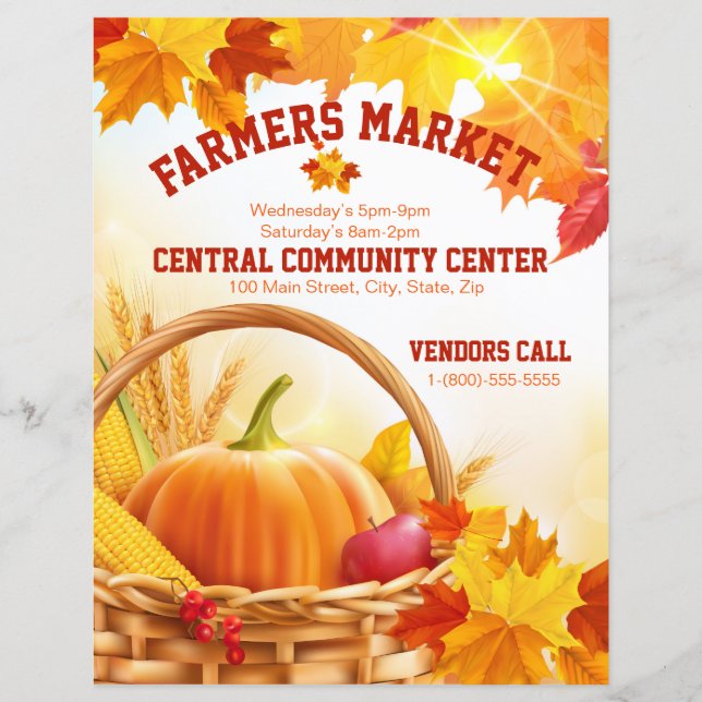 Custom Fall Bauern Market Event Flyer 8.5"x11" (Vorderseite)