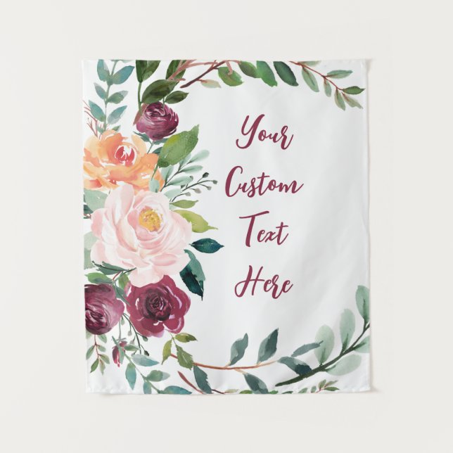 Custom Fall Floral Hochzeitsempfang Foto Prop Wandteppich (Vorderseite)
