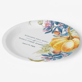 Custom Fall Floral Pumpkin Hochzeit Pappteller