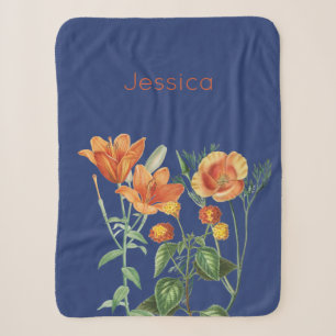 Custom Fall Herbst Watercolor Orange Blautönen Sherpadecke