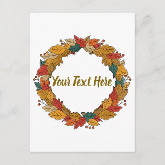 Custom Fall Leaf Wreath Circle Postkarte