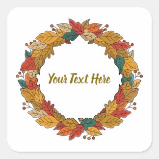 Custom Fall Leaf Wreath Circle Quadratischer Aufkleber