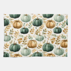 Custom Fall Pumpkin Foto Frame Geschirrtuch