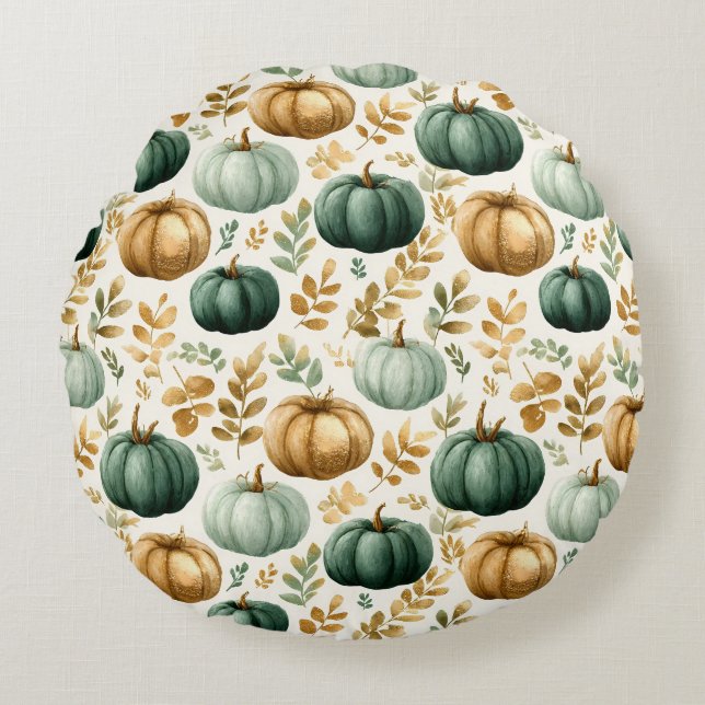 Custom Fall Pumpkin Foto Frame Rundes Kissen (Vorderseite)