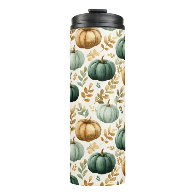 Custom Fall Pumpkin Foto Frame Thermosbecher (Vorderseite)
