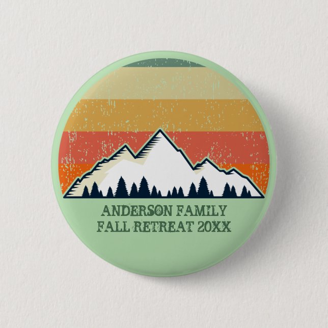 Custom Fall Retreat Sunset Mountain Party Button (Vorderseite)
