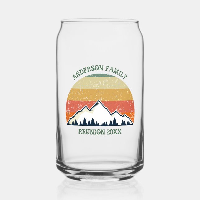 Custom Fall Retreat Sunset Mountain Party Dosenglas (Vorderseite)