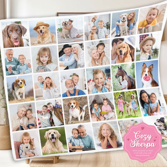 Custom Family 30 Photo Collage Cute Memories Sherpadecke (Von Creator hochgeladen)