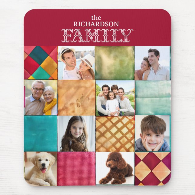 Custom Family 8 Foto Collage Mousepad (Vorne)