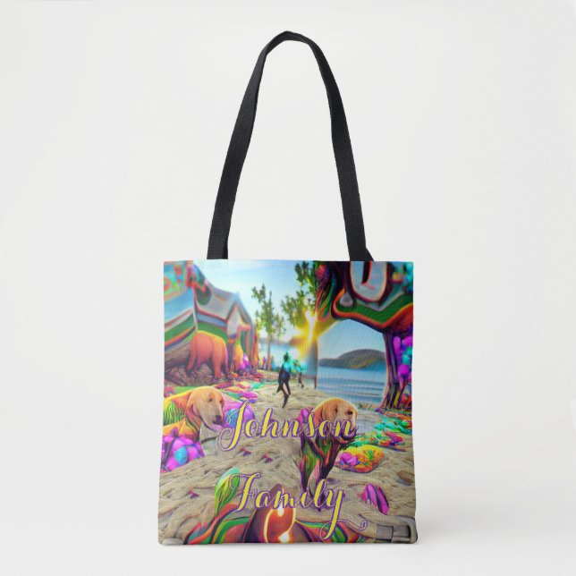 Custom Family Beach Tote Bag Labrador Retriever Tasche (Vorderseite)