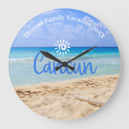 Custom Family Cancun Beach Urlaub Große Wanduhr