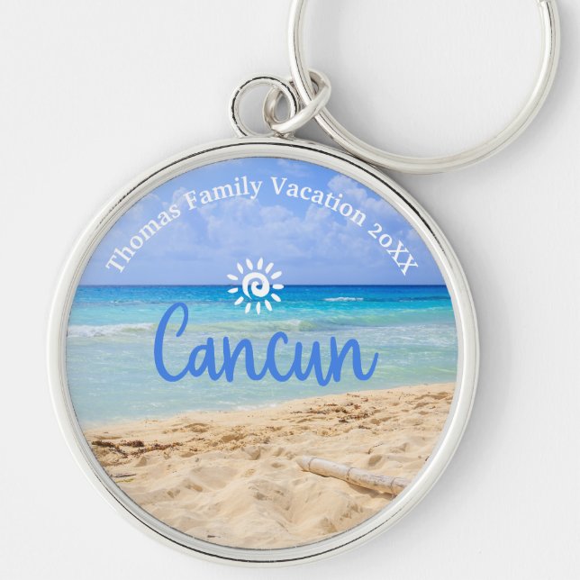Custom Family Cancun Beach Urlaub Schlüsselanhänger (Vorne)