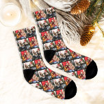 Custom Family Christmas Foto Collage Bild Socken<br><div class="desc">Für den phantastischen Vater, der sie Liebe erhält, erstellen Sie Ihre eigenen, individuell bedruckten Urlaubssocken! Dieses schlichte und moderne Design beinhaltet ein Foto-Collage-Gitter von zwei beliebten Weihnachtsliedern (oder anderen) Fotos mit einem schwarzen Hintergrund, der mit den Socken-Details koordiniert. Macht ein lustiges kleine Geschenk Geschenk! Foto Tipp: schneiden Sie Ihre Fotos...</div>