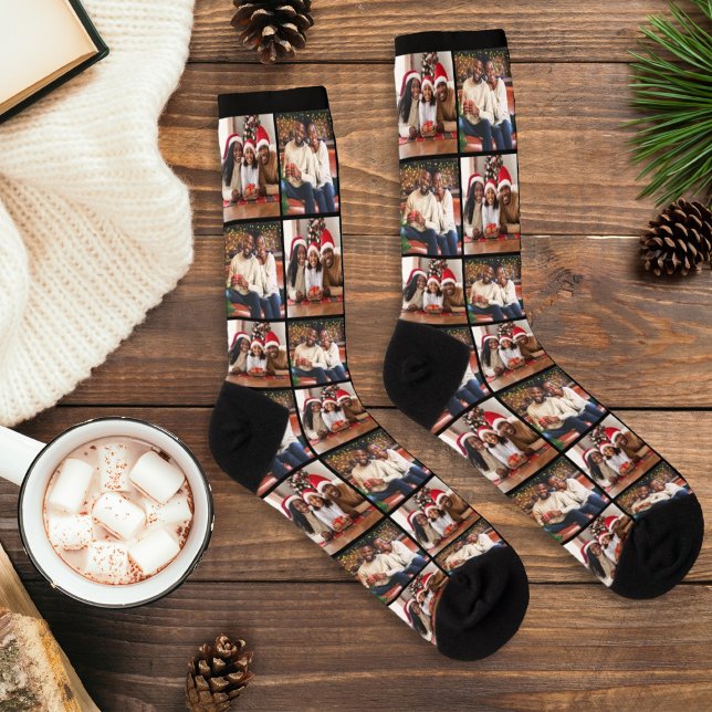 Custom Family Christmas Foto Collage Bild Socken (Von Creator hochgeladen)