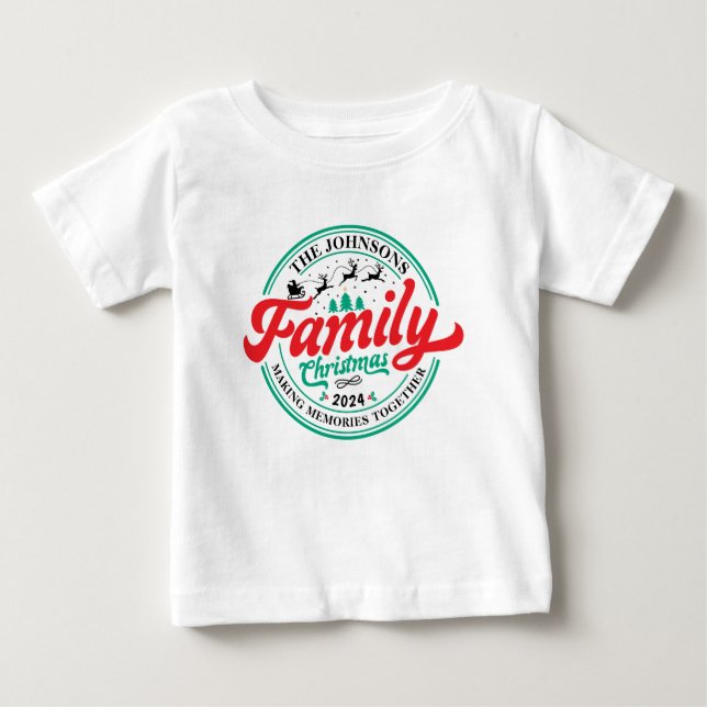 Custom Family Christmas Group Matching Name Year Baby T-shirt (Vorderseite)