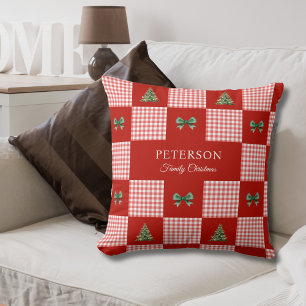 Custom Family Christmas Red Kissen