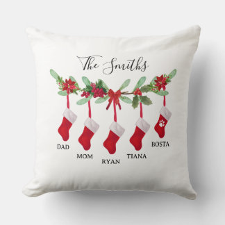Custom Family Christmas Stocking Throw Pillow Kissen
