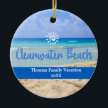 Custom Family Clearwater Beach Weihnachten Keramik Ornament<br><div class="desc">Niedliches personalisierbares Florida Trip Souvenir. Anpassung: Change Caption und Jahr,  um es einzigartig zu machen.</div>