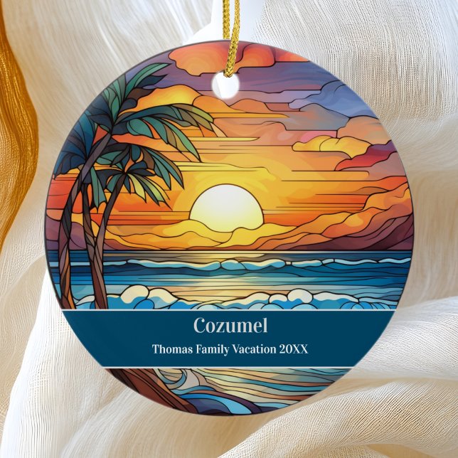 Custom Family Cozumel Beach Urlaub Keramik Ornament (Von Creator hochgeladen)
