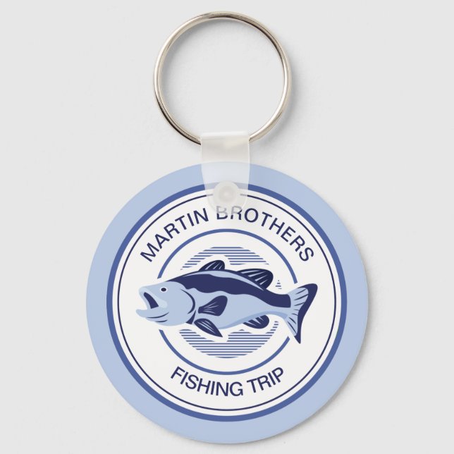 Custom Family Fangreise Blue Lake Fisherman Schlüsselanhänger (Vorderseite)
