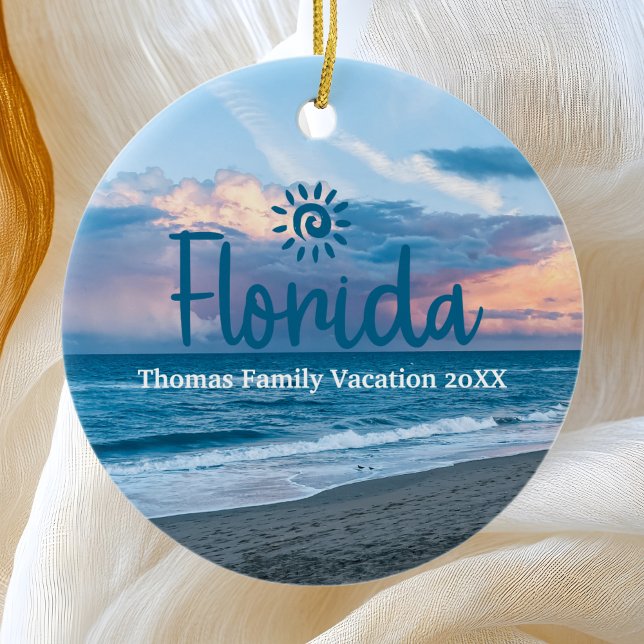 Custom Family Florida Urlaub Weihnachtsbaum Keramik Ornament (Von Creator hochgeladen)