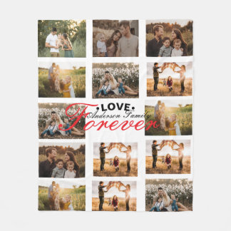 Custom Family Foto Collage Fleece Blanket -
