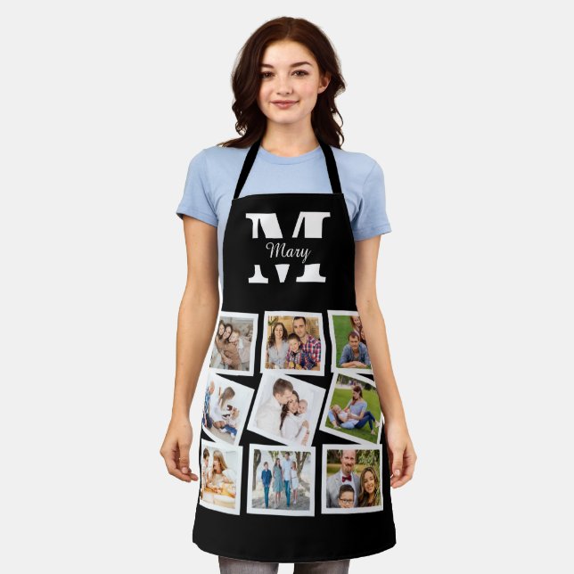 Custom Family Foto Collage mit Namen und Monogramm Schürze (Getragen)
