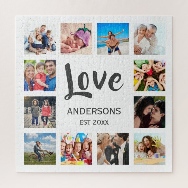 Custom Family Foto Collage Personalized White (Vertikal)