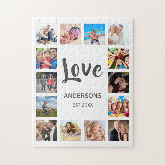 Custom Family Foto Collage Personalized White (Vertikal)