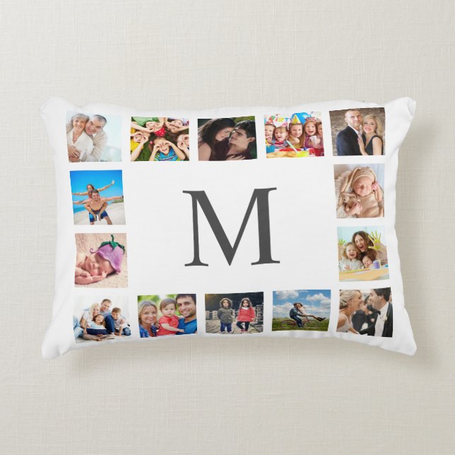 Custom Family Foto Collage Personalized White Dekokissen (Vorderseite)