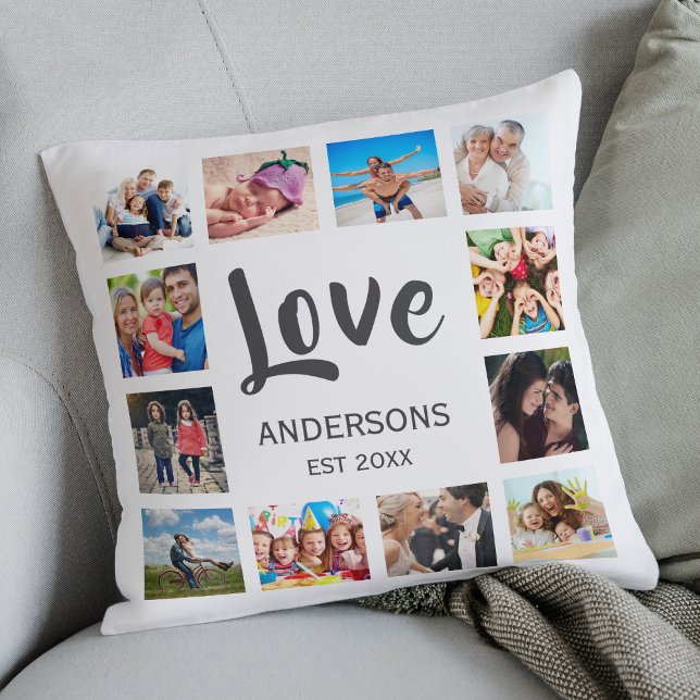 Custom Family Foto Collage Personalized White Kissen (Von Creator hochgeladen)