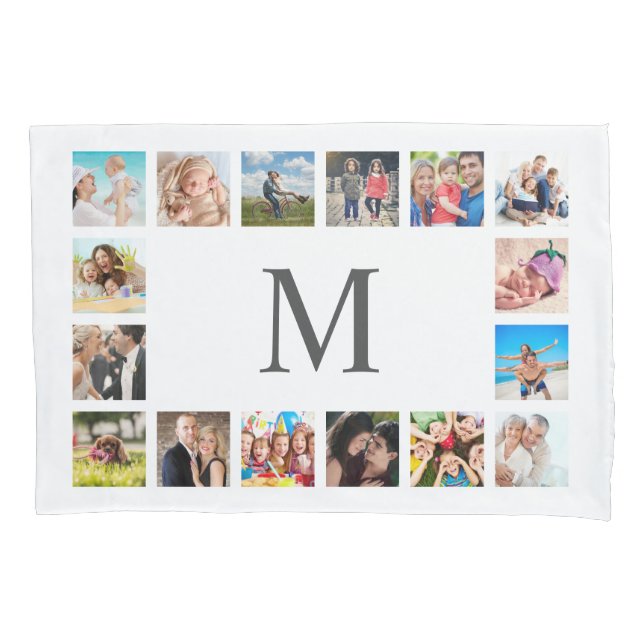 Custom Family Foto Collage Personalized White Kissenbezug (Vorderseite)