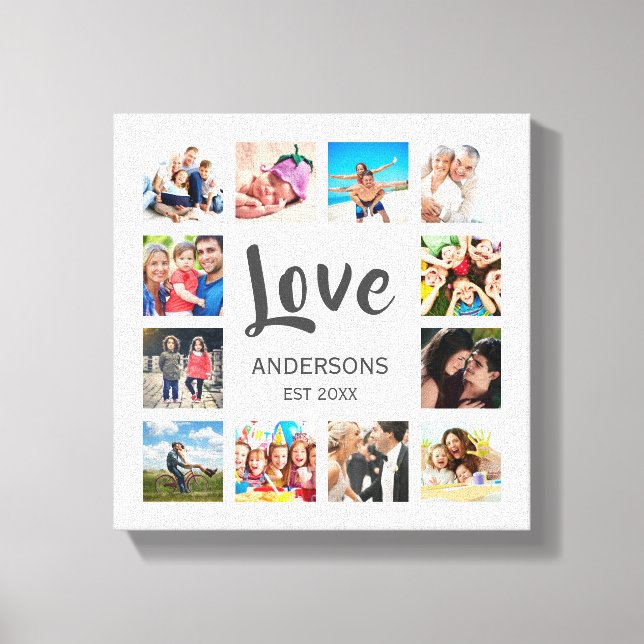 Custom Family Foto Collage Personalized White Leinwanddruck (Vorderseite)