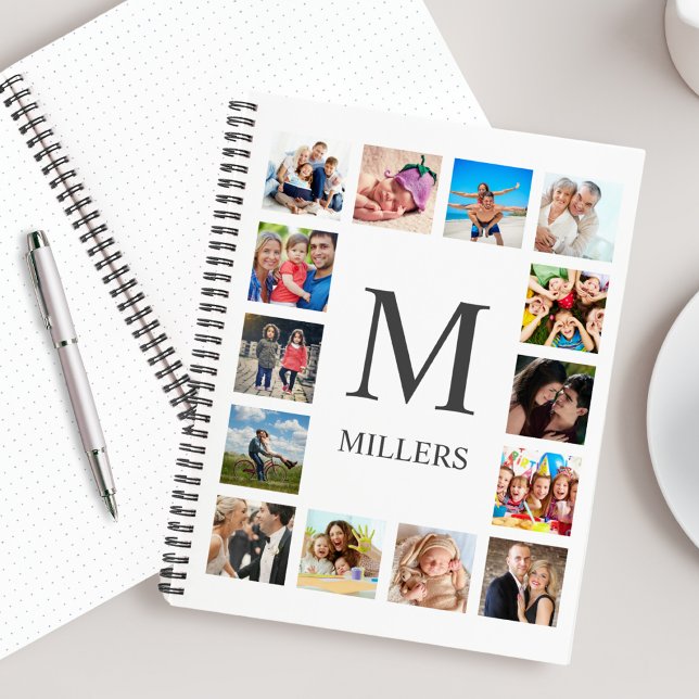 Custom Family Foto Collage Personalized White Notizbuch (Von Creator hochgeladen)