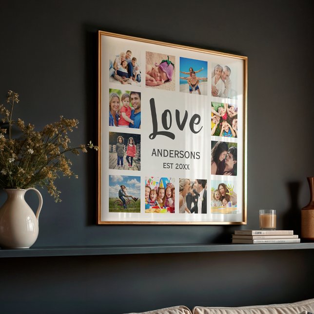 Custom Family Foto Collage Personalized White Poster (Von Creator hochgeladen)