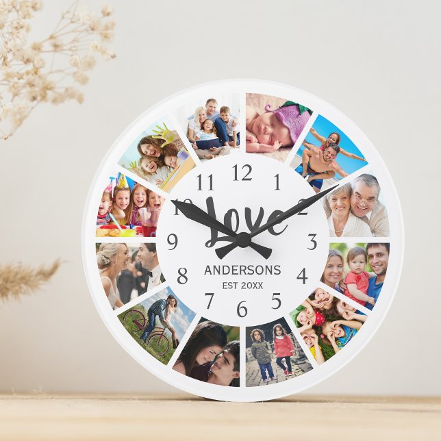 Custom Family Foto Collage Personalized White Runde Wanduhr (Von Creator hochgeladen)