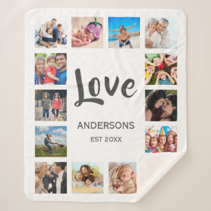 Custom Family Foto Collage Personalized White Sherpadecke