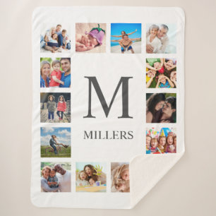 Custom Family Foto Collage Personalized White Sherpadecke