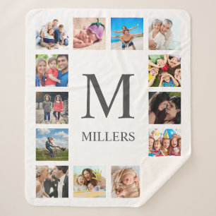 Custom Family Foto Collage Personalized White Sherpadecke
