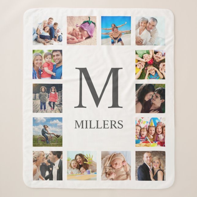Custom Family Foto Collage Personalized White Sherpadecke (Vorderseite)