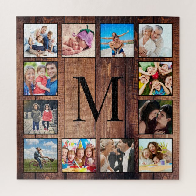 Custom Family Foto Collage reclased Wood (Vertikal)
