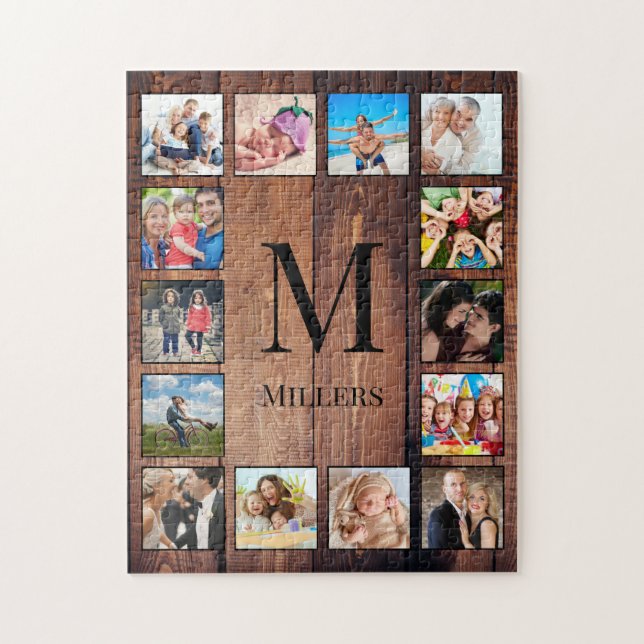 Custom Family Foto Collage reclased Wood (Vertikal)
