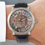 Custom Family Foto Collage reclased Wood Armbanduhr<br><div class="desc">Erstellen Sie Ihre eigene personalisierte 12 Instagram Foto Collage Armbanduhr mit Ihren individuellen Bildern auf einem rustikalen Holzputz-Hintergrund. Fügen Sie Ihre Lieblings-Fotos, Designs oder Kunstwerke, um etwas wirklich Einzigartiges zu schaffen. Um diese Designvorlage zu bearbeiten, laden Sie einfach Ihr eigenes Bild wie oben gezeigt hoch. Sie können ganz einfach mehr...</div>