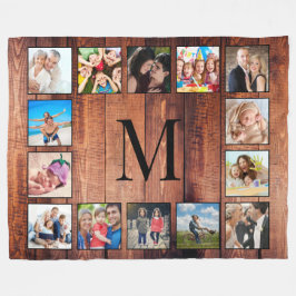 Custom Family Foto Collage reclased Wood Fleecedecke