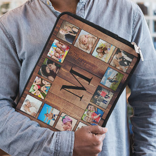 Custom Family Foto Collage reclased Wood Laptopschutzhülle