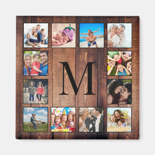Custom Family Foto Collage reclased Wood Magnet