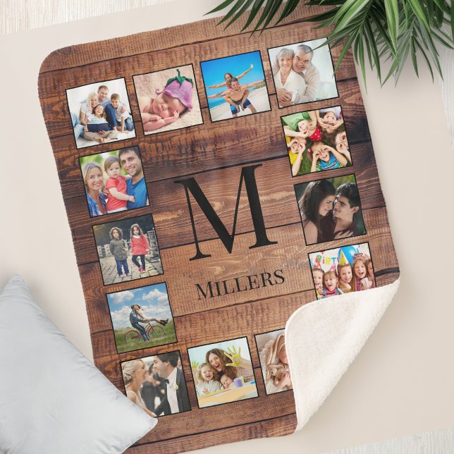 Custom Family Foto Collage reclased Wood Sherpadecke (Von Creator hochgeladen)