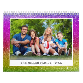 Custom Family Foto Glitzer Ombre Sparkling 2024 Kalender